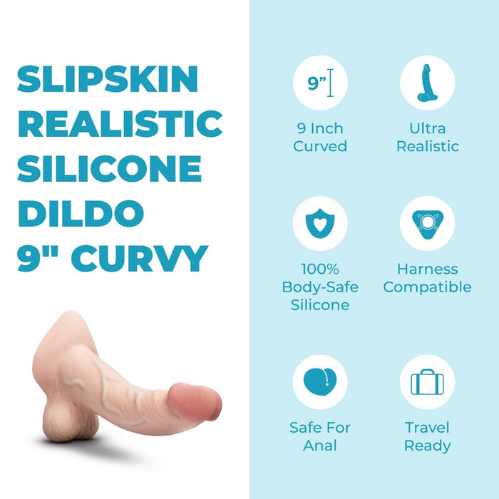 b-Vibe Slipskin 9" Curvy - 3 Color Options