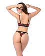 Untamed Floral Embroidered Underwire Top & Thong 2 pc Set - Black/Red