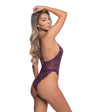 Floral Lace Fetish Teddy - Purple