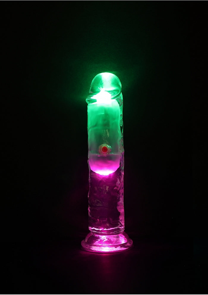 RealRock Wireless Rechargeable Remote Control LED Vibrating 6 in. Dildo Clear