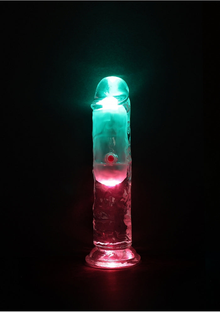 RealRock Wireless Rechargeable Remote Control LED Vibrating 6 in. Dildo Clear