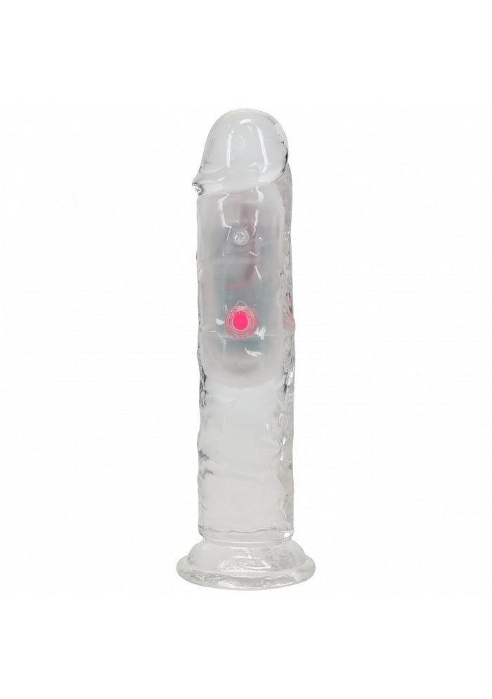 RealRock Wireless Rechargeable Remote Control LED Vibrating 6 in. Dildo Clear