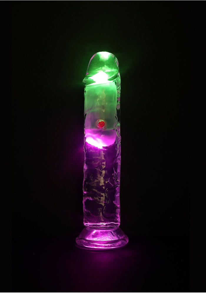 RealRock Wireless Rechargeable Remote Control LED Vibrating 7 in. Dildo Clear