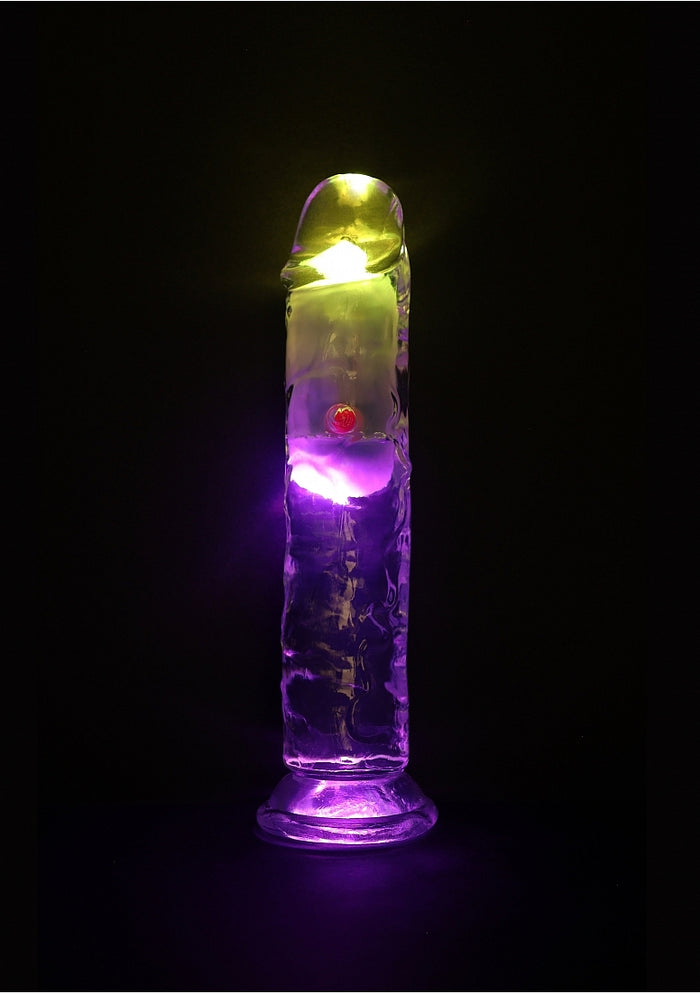 RealRock Wireless Rechargeable Remote Control LED Vibrating 7 in. Dildo Clear