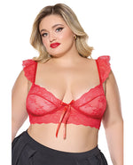 Scallop Stretch Lace Soft Cup Bralette - Red - Queen