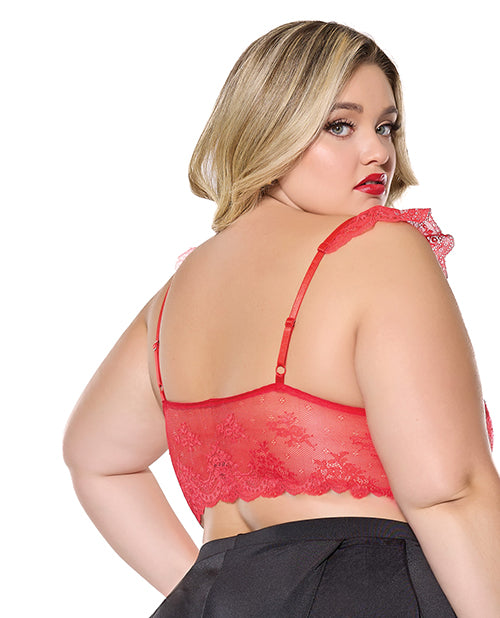 Scallop Stretch Lace Soft Cup Bralette - Red - Queen