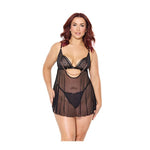 Pleasure Collection Feline Fatale Babydoll & G-String 2 pc Set - Black (Queen)