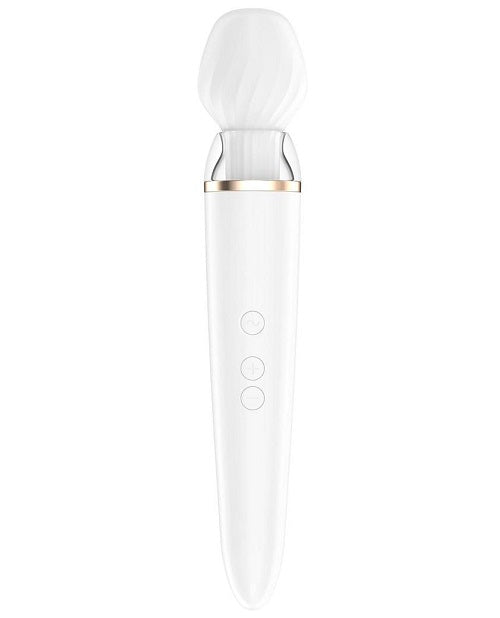 Satisfyer Double Wand-er Rechargeable Waterproof Massager with Attachment - White