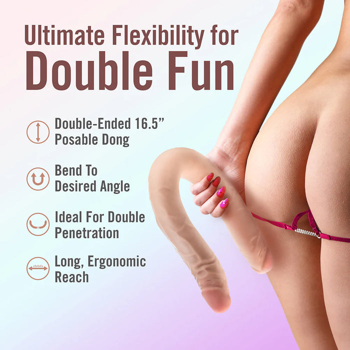 Dr. Skin Plus Posable Double Dong 16.5in Beige