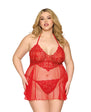 Dreamgirl Lace Babydoll and G-String Red