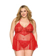 Dreamgirl Lace Babydoll and G-String Red