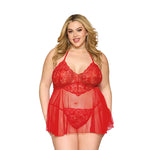 Dreamgirl Lace Babydoll and G-String Red