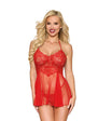 Dreamgirl Lace Babydoll and G-String Red