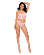 Julia Lace & Dotted Mesh Cami Top w/Thong 2 pc Set - Baby Pink