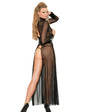 Long Sleeved Mesh and Vinyl Gown