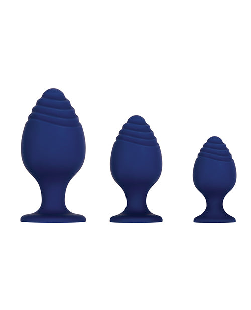 Evolved Get Your Groove On 3-Piece Silicone Anal Plug Set Blue