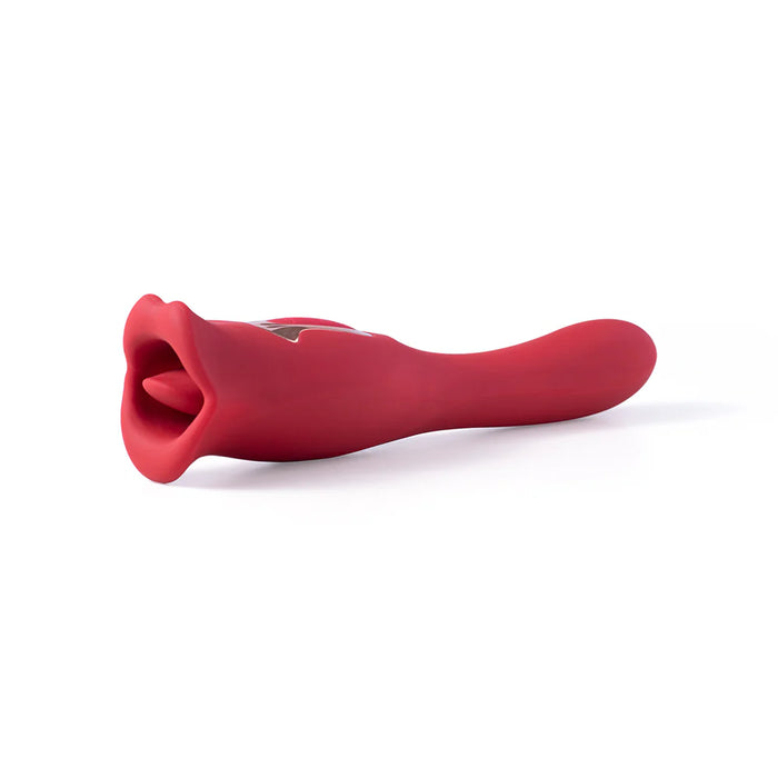 Honey Play Box Eva Sucking Mouth Tongue Clit Stimulator and G-spot Vibrator Red