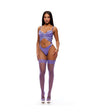 See It Through Guipure Teddy Set w/Stockings - Purple