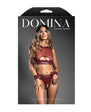 Domina Sheer Mesh & Vegan Leather 3 pc Set w/ Handcuffs - Burgundy