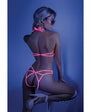 Glow Black Light Halter Bodysuit w/Open Sides Neon Pink