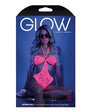 Glow Black Light Halter Bodysuit w/Open Sides Neon Pink