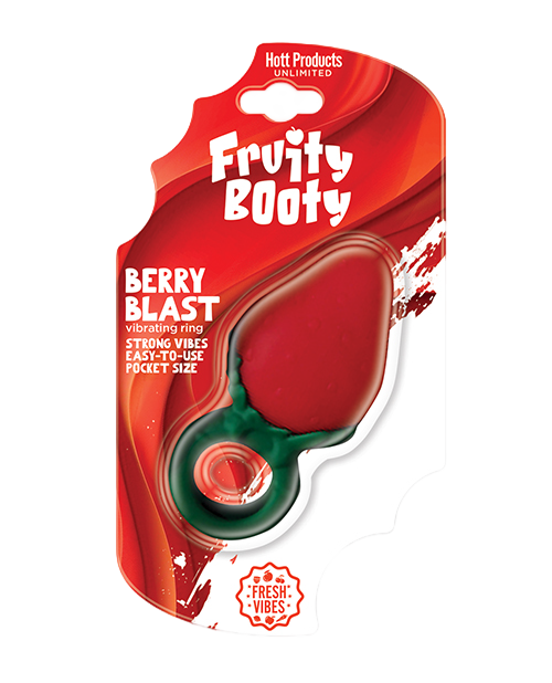 Fruity Booty Berry Buzz Strawberry Vibe Ring Liquid Silicone Multi-Speed