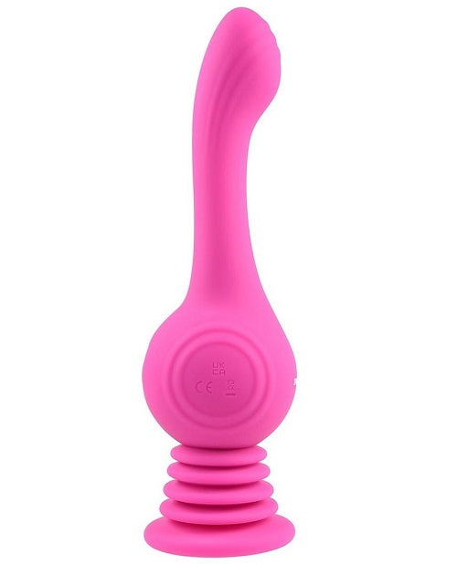 Gyro Vibe Rechargeable Silicone Vibrator with Suction Cup - Pink