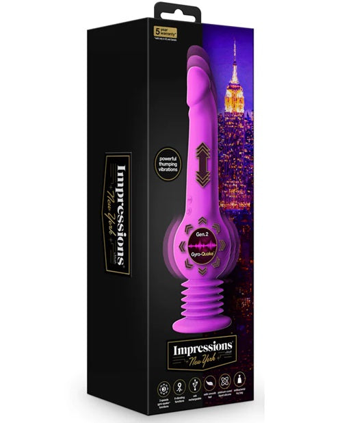 Impressions New York Rechargeable Silicone Gyro-Quake Dildo - Purple