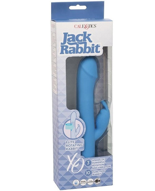 Jack Rabbit Elite Rotating Rabbit Silicone Rechargeable Vibrator - Blue