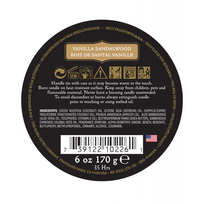 Kama Sutra Ignite Massage Soy Candle - Vanilla Sandlewood