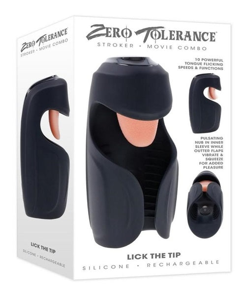 Zero Tolerance Lick the Tip Rechargeable Silicone Mouth Masturbator - Black