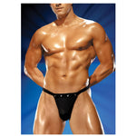 Male Power Rip Off Thong W/ Studs Black