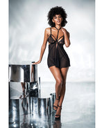 Mesh & Lace Two in One Teddy w/Detachable Skirt Black