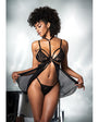 Mesh & Lace Two in One Teddy w/Detachable Skirt Black