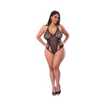 Magic Silk Soft Petals Cut Out Teddy with Snap Crotch Black