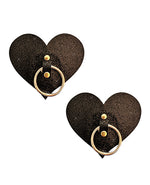 After Midnight Glitter Hoop Heart Pasties - Black O/S