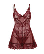 Valentine Lacey Babydoll w/G-String - Zinfandel - Queen