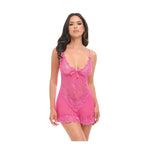 Valentine Lace Babydoll w/Bows & G-String - Rose
