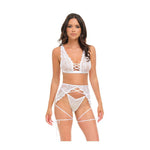 Naya Lace 3 pc Set w/Strap Details - White