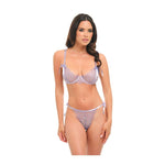Dahlyia Lace 2 pc Set w/Decorative Ties - Purple