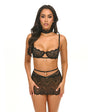 Perla Lace 3 pc Set w/Pearl Details - Black