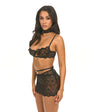 Perla Lace 3 pc Set w/Pearl Details - Black