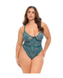 Paisley Lace & Mesh Teddy w/Bow Details - Turquoise (Queen)