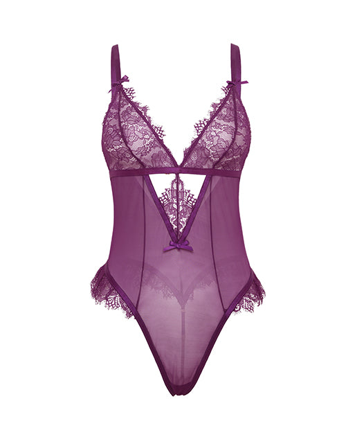 Katana Mesh & Lace Teddy - Purple - Queen