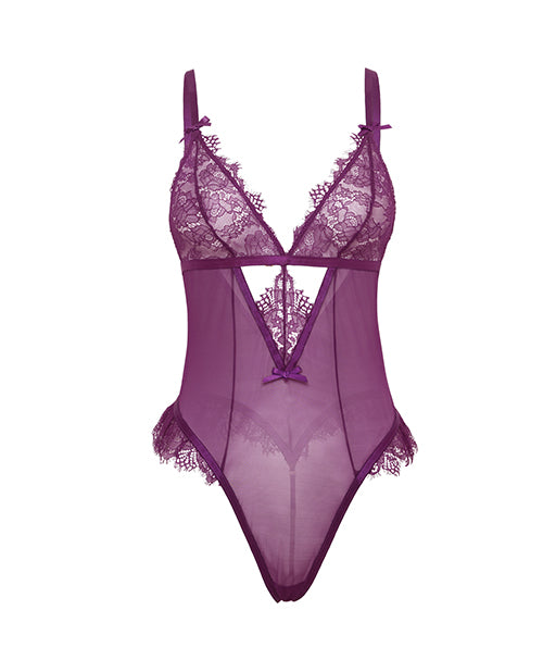 Katana Mesh & Lace Teddy - Purple