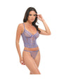 Vanessa Lace & Mesh Bustier w/G-String - Purple