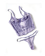 Vanessa Lace & Mesh Bustier w/G-String - Purple