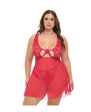 Tiana Lace Babydoll w/Side Slits & Strap Details - Red (Queen Size)