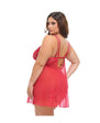 Tiana Lace Babydoll w/Side Slits & Strap Details - Red (Queen Size)