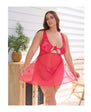 Tiana Lace Babydoll w/Side Slits & Strap Details - Red (Queen Size)